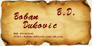 Boban Duković vizit kartica